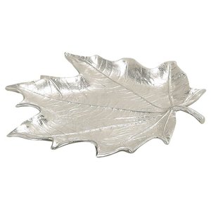 Modern Artisan Crafted Silver Leaf Platter Sleek Metal Botanical Serving Tray Contemporary Decorative Catchall Dish for Decor - Product Image 6