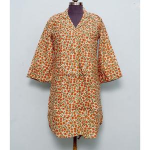 Chemise Kimono Bohème Mi-Longue pour Femme Indienne, en Coton Élégant, Vêtement de Nuit avec Ceinture à Nouer et Boutons Décoratifs, Coupe Ample et Confortable - Product Image 4