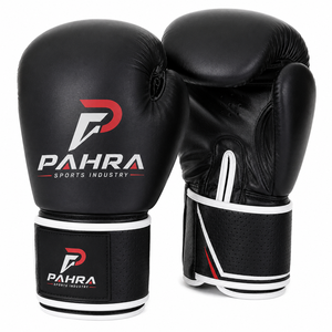 Gants de boxe Muay Thai professionnels en cuir de vachette OEM personnalisés de qualité supérieure 12 oz avec sangle de poignet réglable, légers et respirants, à fermeture auto-agrippante - Product Image 1