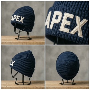 Bonnet en tricot bleu marine pour homme, bonnet d'hiver à revers, unisexe, streetwear, bonnet ajusté, logo personnalisé, accessoire de mode en gros - Product Image 4