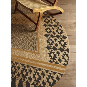 Industry Trending Round Jute Area Rug Geometric Bohemian Style Flat Weave Non-Slip Living Room Decor Spot Clean - Product Image 3