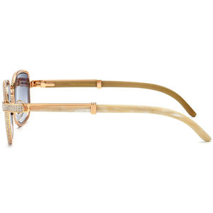 Lunettes de soleil rectangulaires dorées de luxe, monture intégrale, verres dégradés, protection UV400, accessoires de mode pour femmes adultes - Product Image 4