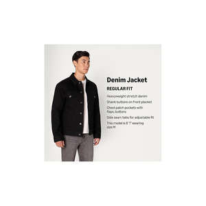 Men’s <b>Black</b> <b>Jean</b> <b>Jacket</b> Classic Trucker Style Slim Fit Button Closure Casual Denim Coat Streetwear Essential for men - Product Image 5