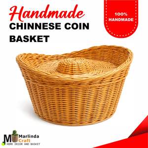 Cesta de Ratán con Monedas Chinas, Artesanía - Product Image 1