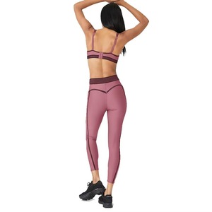 Ensemble de yoga pour femmes, sans manches, 2 pièces, soutien-gorge de sport et leggings taille haute, uni/à rayures, simple, séchage rapide, pour l'entraînement - Product Image 2