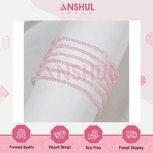 Tobillera de cristal de cuarzo rosa de la India, con diseño llamativo de alta calidad, facetada, elástica, elegante y a la moda. - Product Image 5