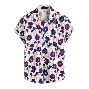 เสื้อเชิ้ตฮาวายลายดอกไม้ แขนสั้น ปกคอพับ ระบายอากาศได้ดี ผ้าโพลีเอสเตอร์ 120 กรัม ติดกระดุมเม็ดเดียว เหมาะสำหรับวันหยุดพักผ่อน ผ้าป๊อปลิน สำหรับฤดูร้อน - Product Image 1