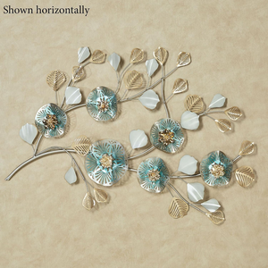 Arte Floral Metálico Azul Agua para Pared, Escultura Botánica Colgante con Hojas y Pétalos para Baño, Dormitorio, Decoración Inspirada en la Naturaleza - Product Image 4