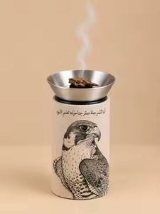 Quemador de incienso negro mate con tapa ranurada, base de madera, tapa abatible, quemador de carbón metálico para Bakhoor, el más vendido - Product Image 3