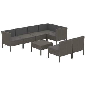 Conjunto de Muebles de Jardín de Ratán PE Gris con Reposabrazos Ajustables Grandes, Muebles de Exterior Premium con Asientos Cómodos - Product Image 2