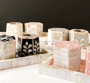 Pink Capiz Inlay Incense Burner Set with <b>Mother</b> Pearl Sea Shell Arabic Bakhoor Holder for Aromatherapy Diffuser for Eid Mubarak - Product Image 2