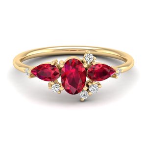 Bague en rubis pour femme, prix de gros REYES, or massif 14 carats, moissanite certifiée GRA, bijoux fins faits à la main - Product Image 1