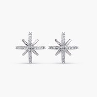 Boucles d'oreilles clous en or massif 14K/18K avec diamant de laboratoire, motif étoile polaire, 0,30 carats, sertis pavé, bijoux célestes