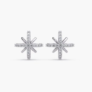 Pendientes de Oro Sólido de 14K/18K con Diamantes Cultivados en Laboratorio, Diseño de Estrella del Norte Polaris, 0.30Ctw, Engaste Pavé, Joyería Celestial - Product Image 3