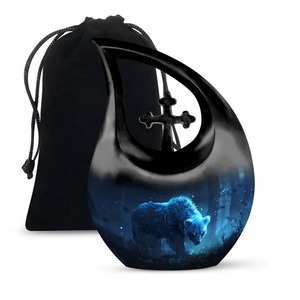 Urne de crémation pour adultes en forme de larme de loup pour cendres humaines Urne décorative pour femme et homme pour cendres avec sac en velours gratuit - Product Image 3