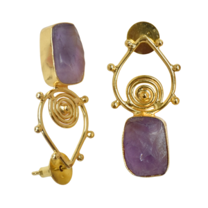 Pendientes de Amatista al por Mayor de Laxmi Jewellers, Chapados en Oro de 18K, con Engaste de Bisel en Forma de Gota de Agua, Piedra Natural, Proveedor de Joyería al por Mayor - Product Image 4