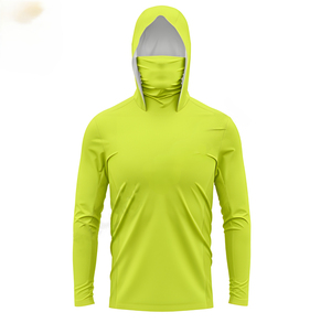 Men's White Long Sleeve Hooded <b>T</b>-<b>Shirt</b> Slim Fit Solid Sporty Top with <b>Face</b> Mask - Product Image 2