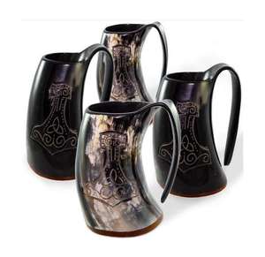 Taza de Cerveza Hecha a Mano de Cuerno de Búfalo con Opción de Logotipo Personalizado, Estilo Taza de Cerveza de Cuerno de Búfalo para Regalo y Decoración de Bar en Casa - Product Image 1