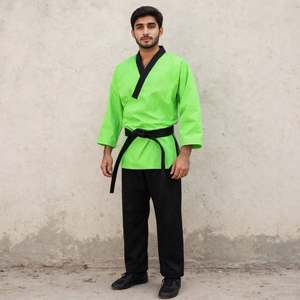 Uniforme de Karate Personalizado con Solapa Negra y Pantalones 100% Algodón Transpirable, Dobok de Artes Marciales, Uniforme de Taekwondo, Fabricante OEM - Product Image 2