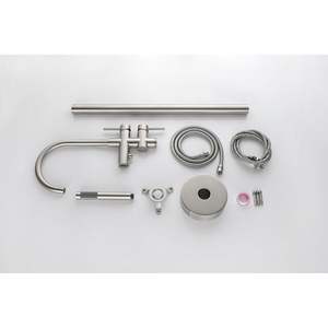 Rubinetto per vasca da bagno a flusso elevato in nichel spazzolato, miscelatore doccia montabile con doccetta, rubinetti per vasca e doccia - Product Image 2