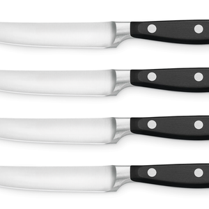 Ensemble de 4 couteaux à steak de qualité supérieure avec lames courbées en acier inoxydable, manches à triple rivets bleu marine pour la restauration et la viande - Product Image 3