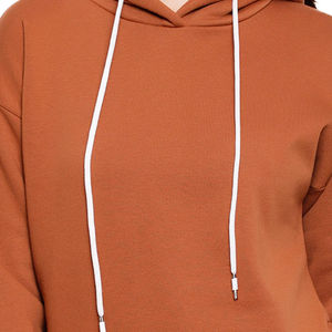 เสื้อฮู้ดดี้ผู้หญิงแบบสวมใส่สบาย ระบายอากาศได้ดี สีพื้น ผ้าทอเนื้อนุ่ม 100% โพลีเอสเตอร์ เหมาะสำหรับฤดูใบไม้ร่วงและฤดูหนาว เป็นมิตรต่อสิ่งแวดล้อม  รับสกรีนโลโก้ตามแบบ - Product Image 5