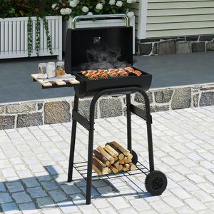 Tavolino Pieghevole e Barbecue a Carbone con Termostato, Design a Barile - Product Image 2