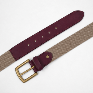 Cinturón Elástico Tejido para Hombre, Cinturón de Lona con Ribete de Cuero y Hebilla de Latón, Cinturones Casuales para Golf y Jeans, Venta al Por Mayor, Logotipo Personalizado - Product Image 6
