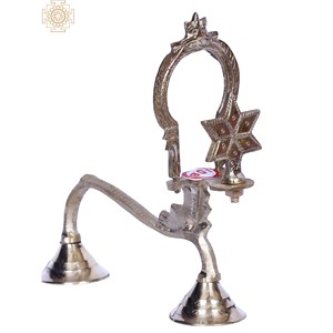 8 pouces Shodasha Upchara lampe en laiton lampes à huile indiennes faites à la main et accessoires avec article Nakshatradipa - Product Image 3