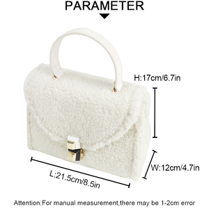 Lightweight Faux Sheepskin Handwoven Women's Handbag with <b>Mini</b> Wallet Plush Shoulder Bag - Product Image 5