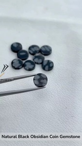 Obsidienne noire naturelle en forme de flocon de neige de 8 mm, pierre précieuse semi-précieuse non percée, en vrac, provenant d'Inde - Product Image 4
