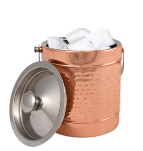 Seau à glace en cuivre en gros avec couvercle en acier, logo personnalisé pour bar, seau de refroidissement pour boissons et vin, support de bouteille, bacs à boissons - Product Image 1