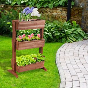 Jardinière surélevée à 3 niveaux avec échelle amovible et étagère réglable, avec pots et jardinières à fleurs - Product Image 5