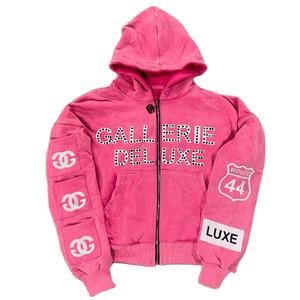 Sudadera con Capucha Oversize Estilo Urbano Vintage 2025, Lavado a la Piedra, Corte Boxy, Bordada con Tachuelas y Pedrería, con Bolsillos, 100% Algodón - Product Image 1