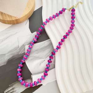 Collier de perles irrégulières en résine faites à la main, multicolores, bijoux de mode, artisanat moulé, pour femmes et filles - Meilleures ventes - Product Image 5