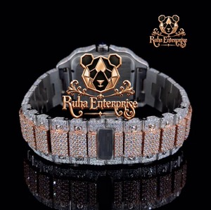 Montre mécanique de luxe pour homme en or, entièrement sertie de diamants VVS1 et de moissanite, style hip-hop, automatique - Product Image 2