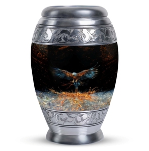 Patriotic US Flag Flying Eagle Pattern <b>Aluminium</b> Cremation Urn Premium Handcrafted Metal Memorial Funeral <b>Container</b> - Product Image 4
