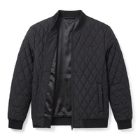 Blouson Bomber Matelassé Homme Couleur Unie Hiver Décontracté Style Universitaire Fermeture Éclair Broderie Logo Personnalisé Devant Grande Taille