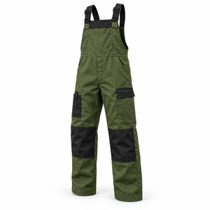 Salopette de travail pour hommes à marque privée, avec bretelles contrastantes, bretelles réglables, empiècements aux genoux, poches cargo, uniforme d'entretien - Product Image 2