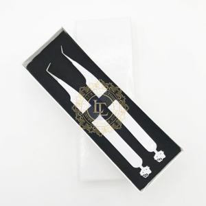 Pince à épiler de luxe en acier inoxydable à pointe diamantée 90/45 degrés, outils de pose de cils de haute qualité, étiquette personnalisée, pour faux cils - Vente en gros - Product Image 5
