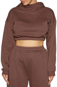 เสื้อครอปแบบมีฮู้ดสำหรับผู้หญิง,เสื้อแฟชั่นทรงครอปโอเวอร์ไซซ์แบบกำหนดเองเสื้อผ้าแนวสตรีทสำหรับฤดูหนาวปี2022 - Product Image 5