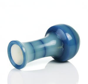 Jarrón de Piedra Ónix Azul Cielo Hecho a Mano - Florero de Mármol con Rayas Horizontales para Decoración de Hogar de Lujo y Mesa Moderna Elegante - Product Image 4