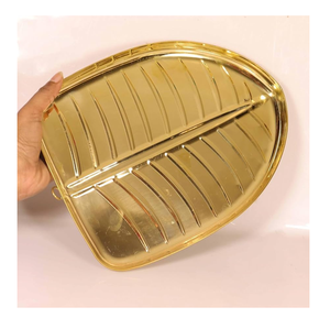 Ensemble de 3 assiettes en laiton de qualité supérieure en forme de feuille pour la cuisine, l'organisation et la décoration de la maison, vente en gros - Product Image 4