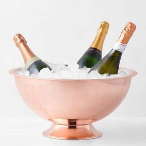 Copa de champán de cobre martillado hecha a mano y cubitera de cobre, enfriador de vino grande, tina para bebidas para fiestas, bodas, accesorios de bar - Product Image 1