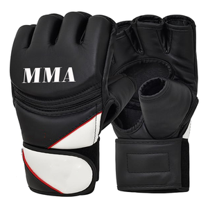 Vente en gros de gants de boxe MMA en cuir de vachette véritable Muay Thai Sac de sable Gants de boxe UFC avec poignées demi-doigts - Product Image 3