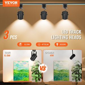 6.5 Met Ledbaan Verlichtingskoppen 3000K Warm Wit Dimbaar H Type Cr85 + Echte Kleurweergave Retail Accent 3 Pack Black Track Light - Product Image 2