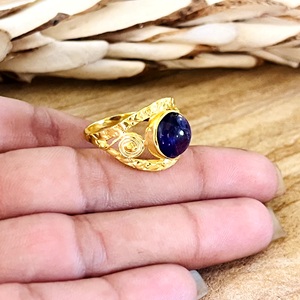 High Demand Boho Swirl Gemstone <b>Ring</b> Tribal Brass <b>Rings</b> for Women 18k <b>Gold</b> Plated Spiral <b>Amethyst</b> Jewelry for Wholesale/OEM/ODM - Product Image 5