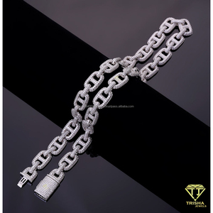 Collier cubain doré en argent sterling 925 avec diamants Moissanite, style hip-hop, pour hommes - Product Image 4
