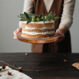 Supporto <span class=keywords><strong>per</strong></span> torta in legno di acacia, piatto da portata in legno <span class=keywords><strong>per</strong></span> antipasti e dessert, 10 pollici - Product Image 2