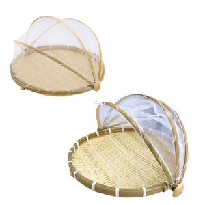 Premium Vietnamese BAMBOO <b>TRAY</b> with Foldable Mesh Cover Fruit Display <b>Tray</b> Home Decor - Product Image 1